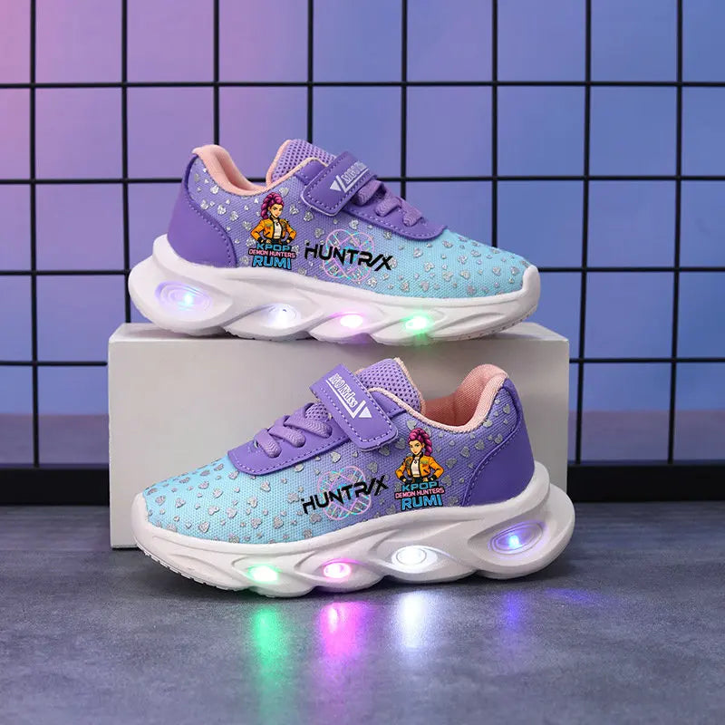 Kpop Demon Hunter Shoes For Kids Children LED Shoes Anime Children Tennis Shoes Zoey Mira Rumi Lighted Sport Shoes Toddler Shoes