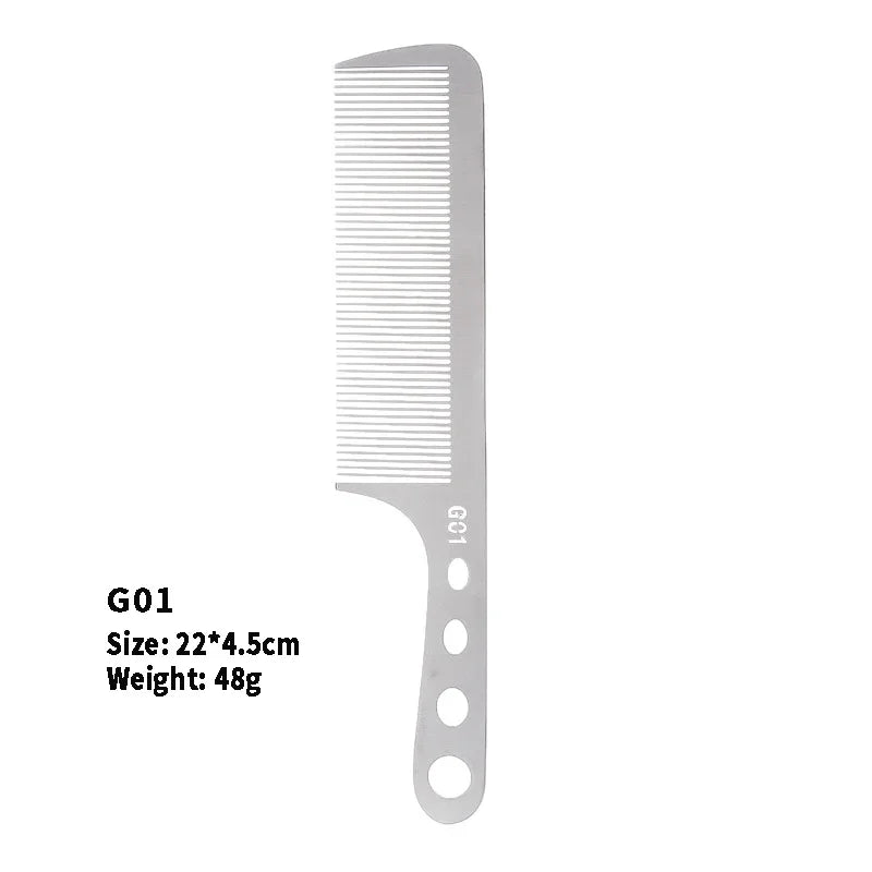 Stainless Steel Silver Metal Barber Comb Professional Hairdressing Salon Combs Detangling Hair Cutting Tools For Men And Women