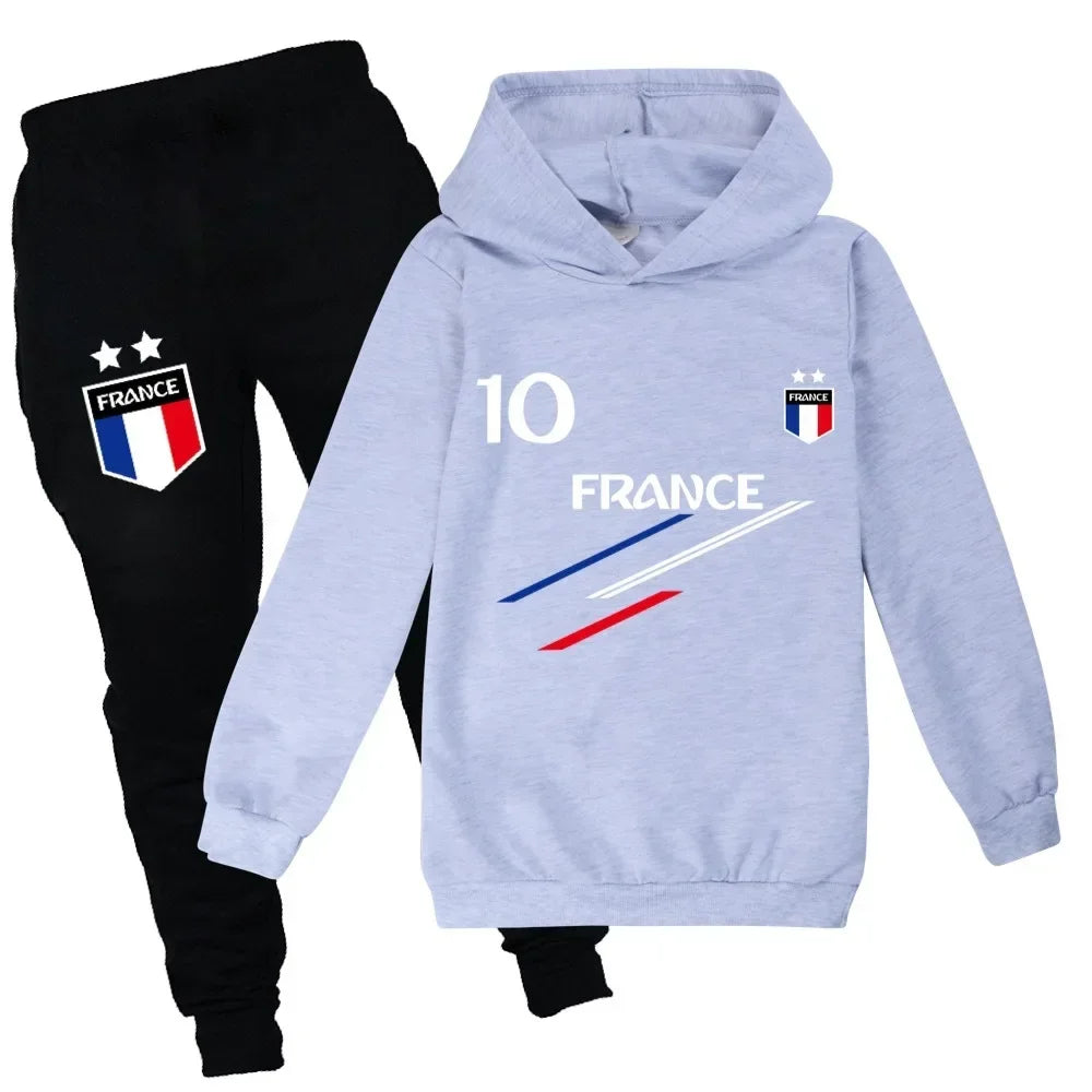 2025 Autumn New Kids Clothes Boys France Football 10 Tracksuit Tops Pants 2PCS Children Boy Spring Outfits Girls Sets 2-14 Years