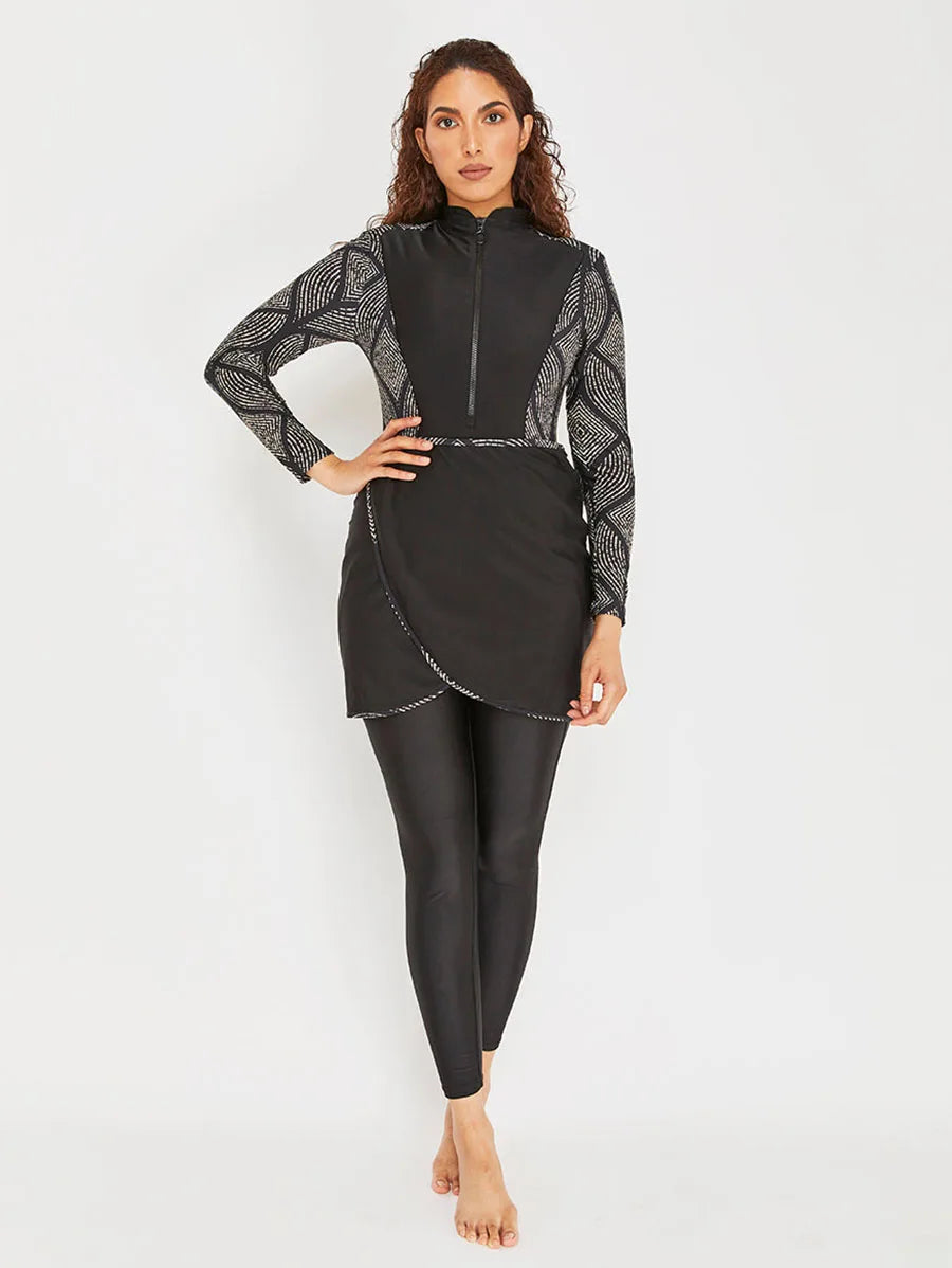 3PCS Modest Burkini Femmes Women Muslim Swimwear Mujer Short/Long Sleeves Islamic Swim Suit Swimsuit, Quick Drying