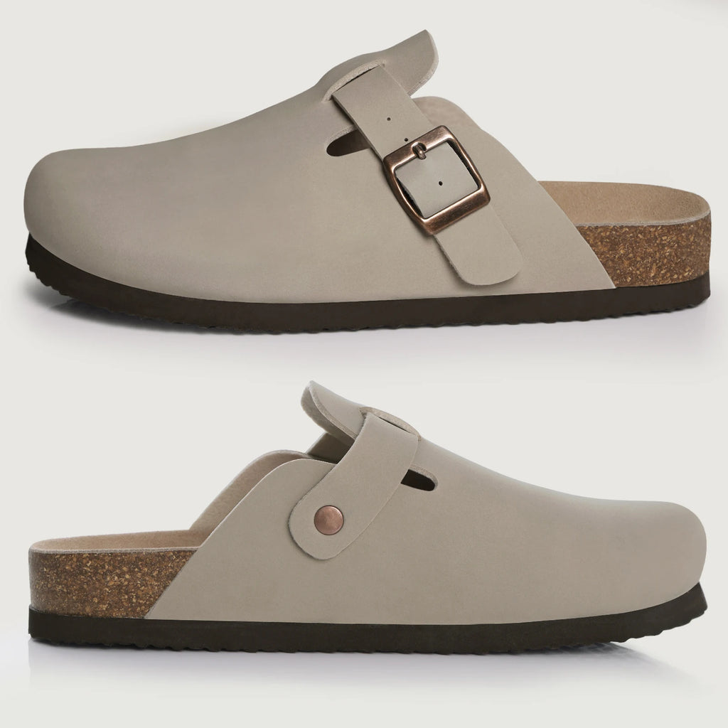 Kidmi Men Clogs Slippers New Suede Clogs For Women Summer Vacation Cork Clogs Slippers Nonslip Casual Home Slipper Double Buckle