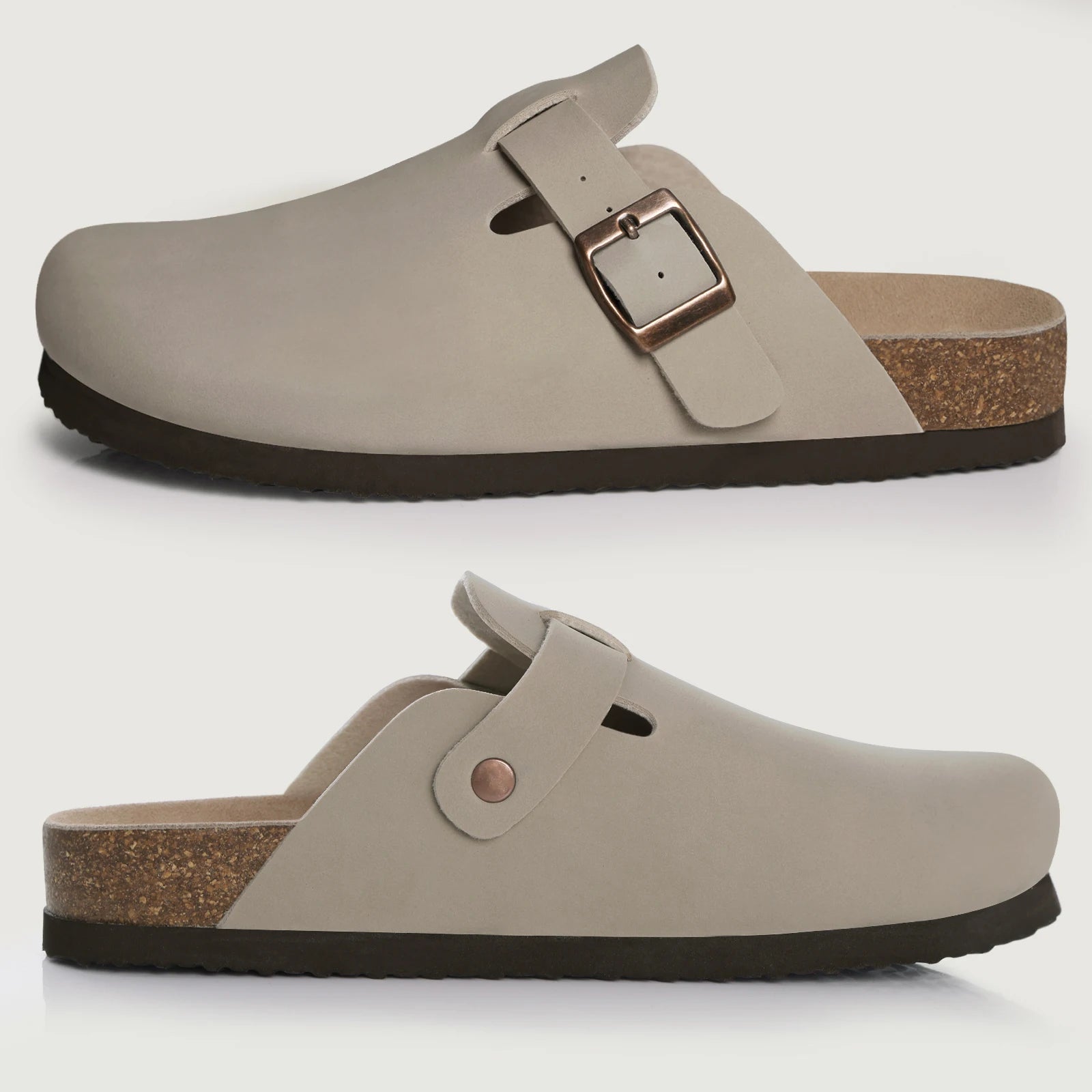 Kidmi Men Clogs Slippers New Suede Clogs For Women Summer Vacation Cork Clogs Slippers Nonslip Casual Home Slipper Double Buckle