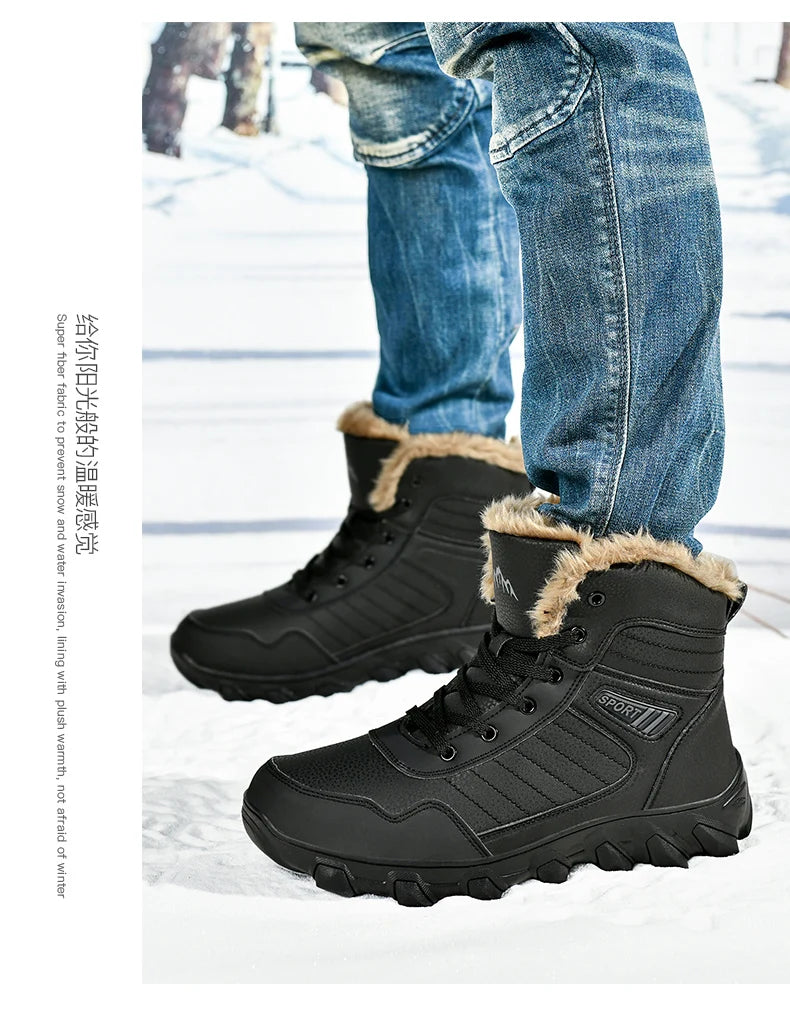2024 New Winter men boots  Slippers Warm Men Shoes Waterproof Non-Slip Plush Sneakers Male  leather Boots Plus size  48