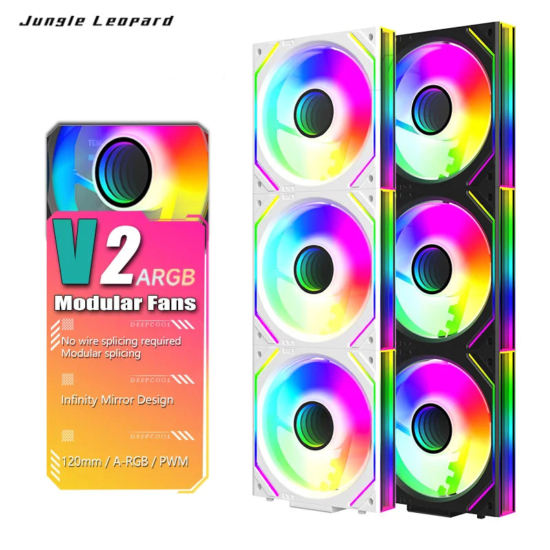 [Colorful Glowing Blade] Jungle Leopard Interstellar V2 ARGB Fan 120mm - Infinity Mirror, 5V3pin RGB, PWM Daisy Chain, Gaming PC