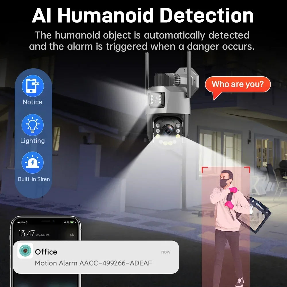 8MP 50X Zoom PTZ Camera Wifi Dual Lens 4K 20X Outdoor Surveillance Camera 393ft Ultra Long IR Vision Distance ONVIF Security