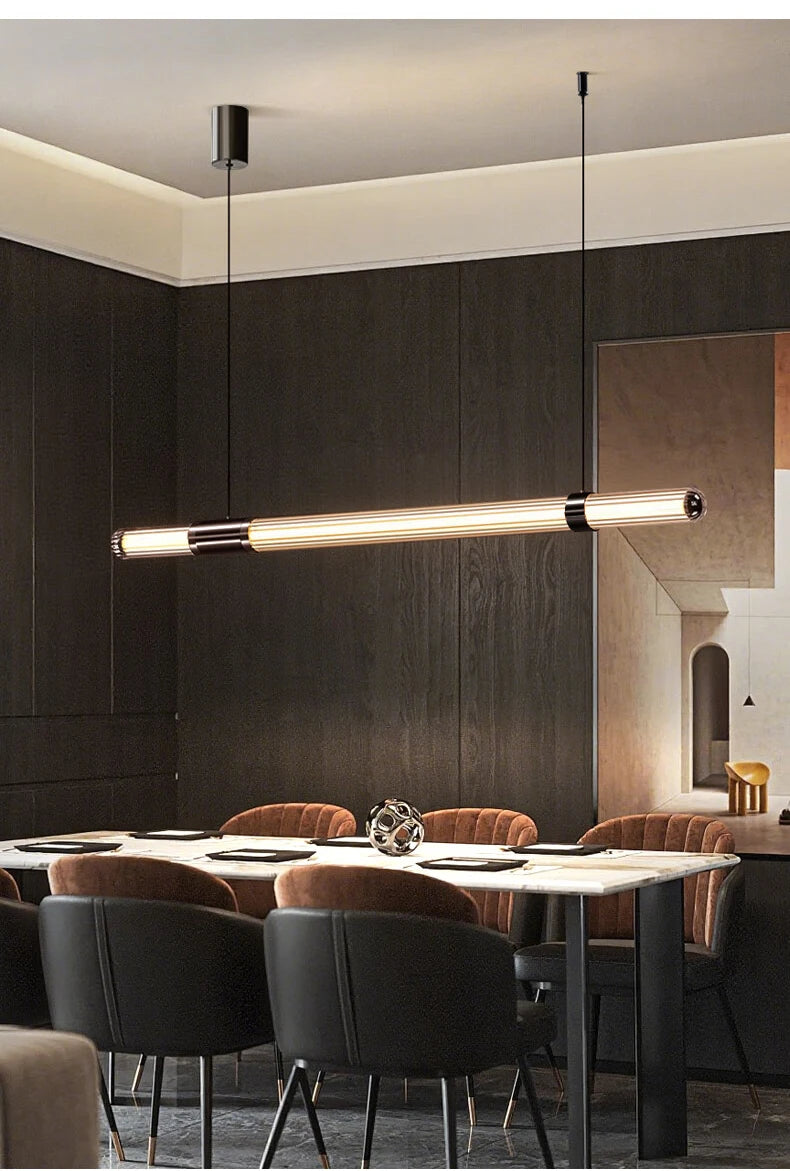 Italian Nordic minimalist and versatile long glass pendant lamp, dining table lamp, office desk lamp, coffee shop pendant lamp