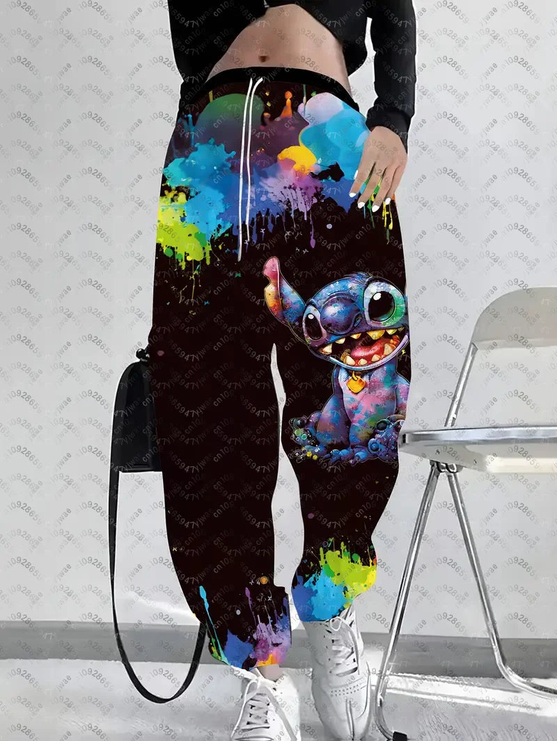 Cartoon Stitch Women's Casual Jogger Pants Pink Casual Pants Spring/Summer Outdoor Men's Long Pants Trousers
