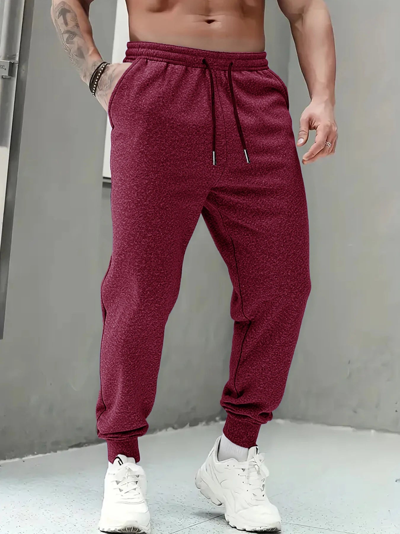 Autumn Winter Men's Casual Sweatpants Solid Color Warm Trousers Elastic Waist Jogging Sports Pants Fashion StreetWear Long Pants