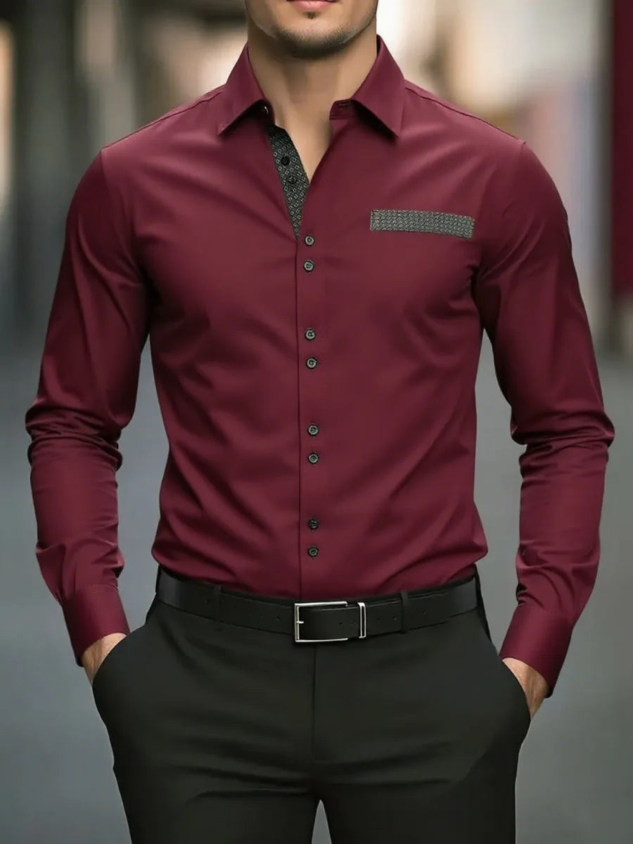 18 colors of new men's solid-color casual business shirts for office, long-sleeved, comfortable fabric, large size, fast shippin