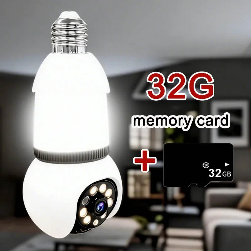 8MP E27 Bulb Lamp Camera LED Bulb WiFi Smart IP Surveilance Cam Two-way Audio Color Night Vision 10X Zoom Wireless Cam 2 in 1