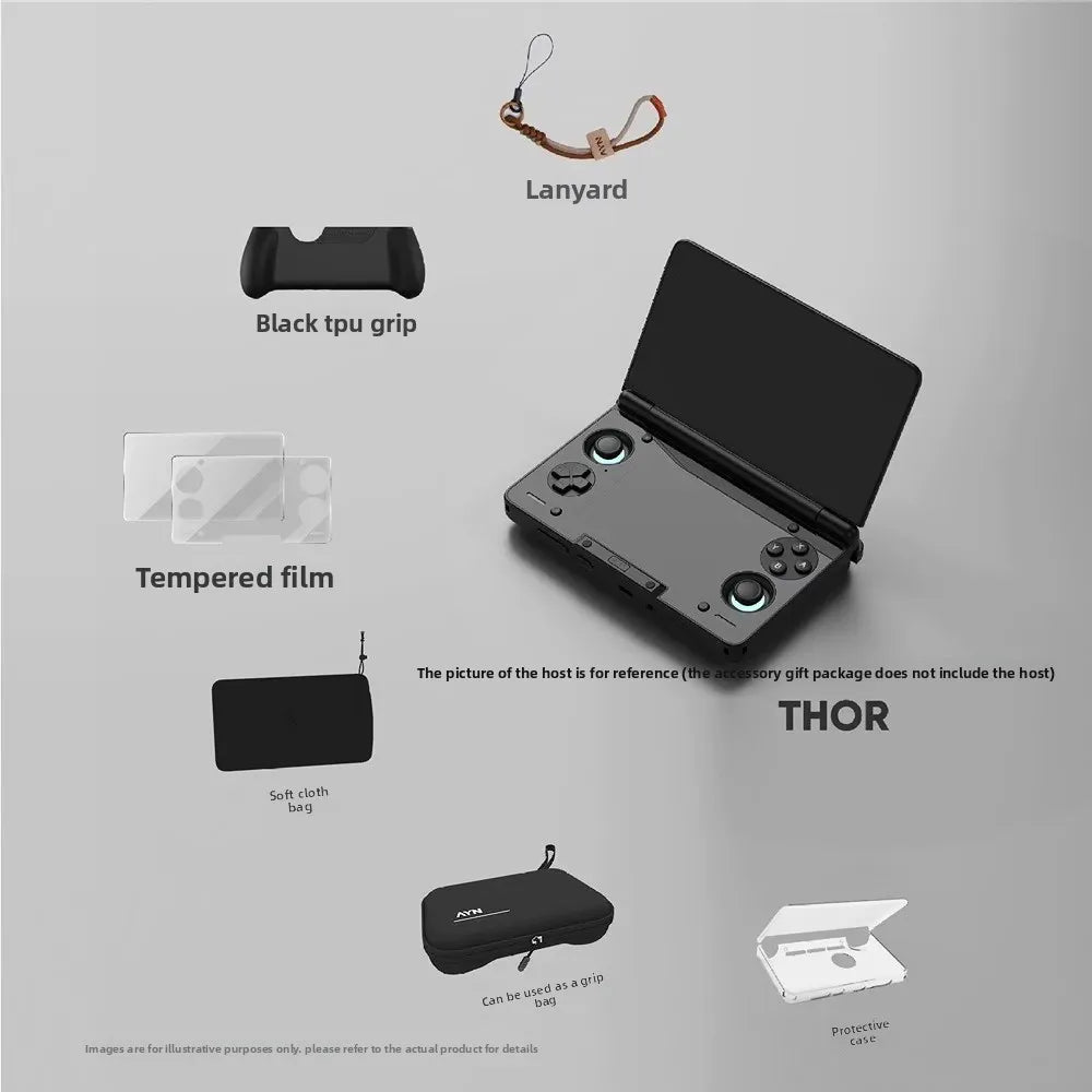 AYN THOR Protective Case Dual Screen Flip Up Handheld Device Gaming Accessories Storage Bag Lanyard Soft Bag For AYN THOR Gifts