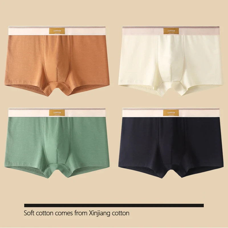 4 pcs Men Underwear Cotton BoxerShorts  Man Breathable Underpants Sexy Sports Comfort Male Boxers Size L-4XL