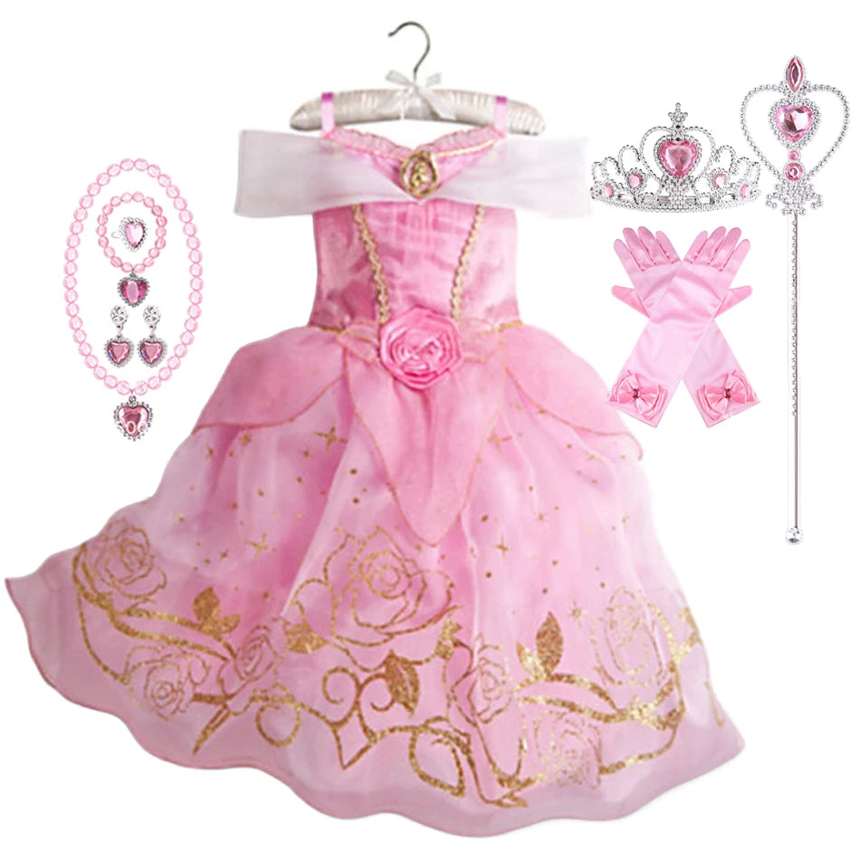 Summer Princess Costume Party Fancy Flower Vestido New 2025 Christmas Birthday Carnival Dress Up Rapunzal Belle Disguise Frock