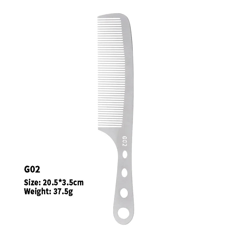 Stainless Steel Silver Metal Barber Comb Professional Hairdressing Salon Combs Detangling Hair Cutting Tools For Men And Women