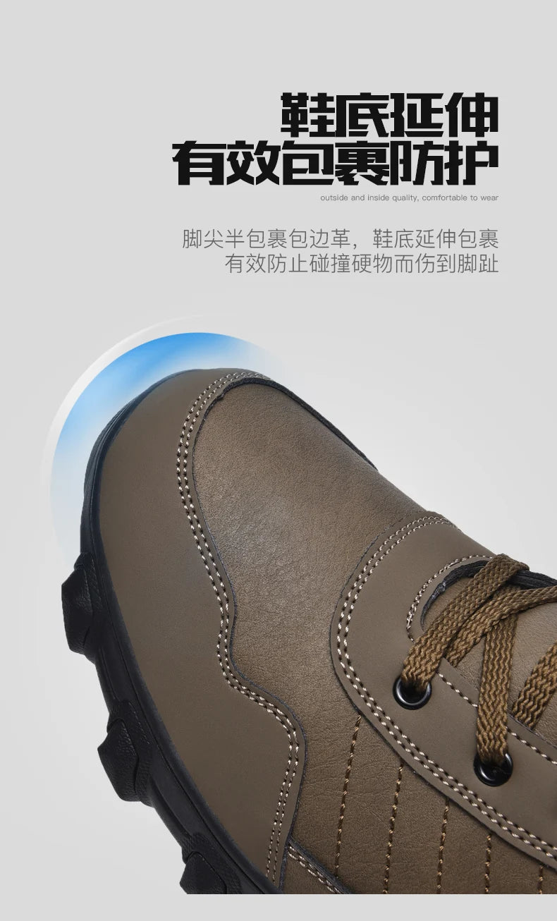 2024 New Winter men boots  Slippers Warm Men Shoes Waterproof Non-Slip Plush Sneakers Male  leather Boots Plus size  48