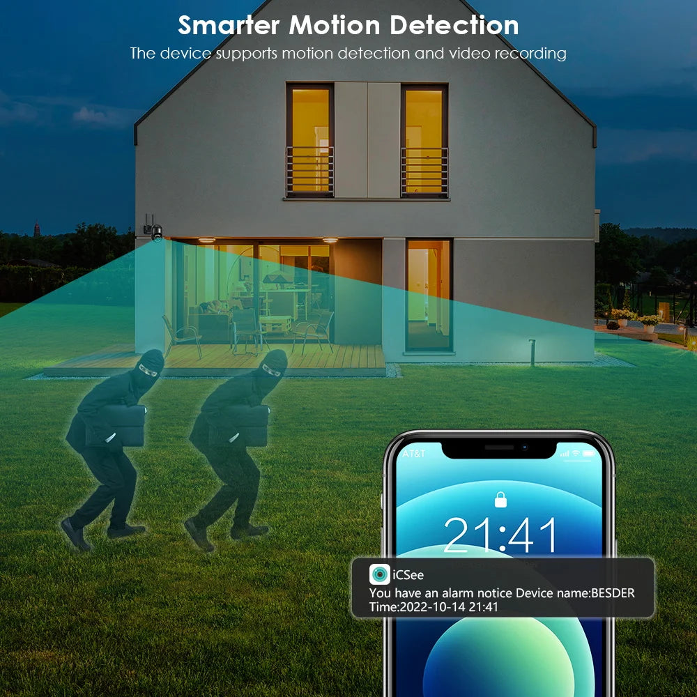 BESDER 8MP 4K PTZ IP Camera 8x Zoom Dual-Lens Human Detect CCTV Camera 4MP Smart Home Outdoor Wifi Surveillance Camera ICSEE APP