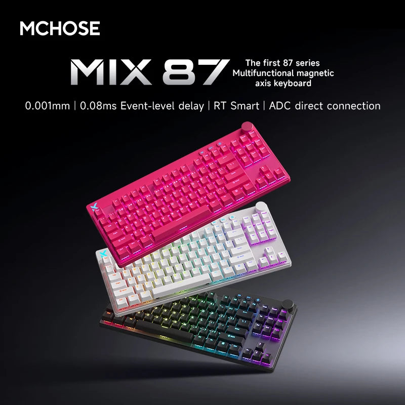 MCHOSE MIX87 Wired Gaming Keyboard Magnetic Swtich Keyboard 8K+256K Esport 0.08ms Low Latency E-Sports Custom Gamer Accessories