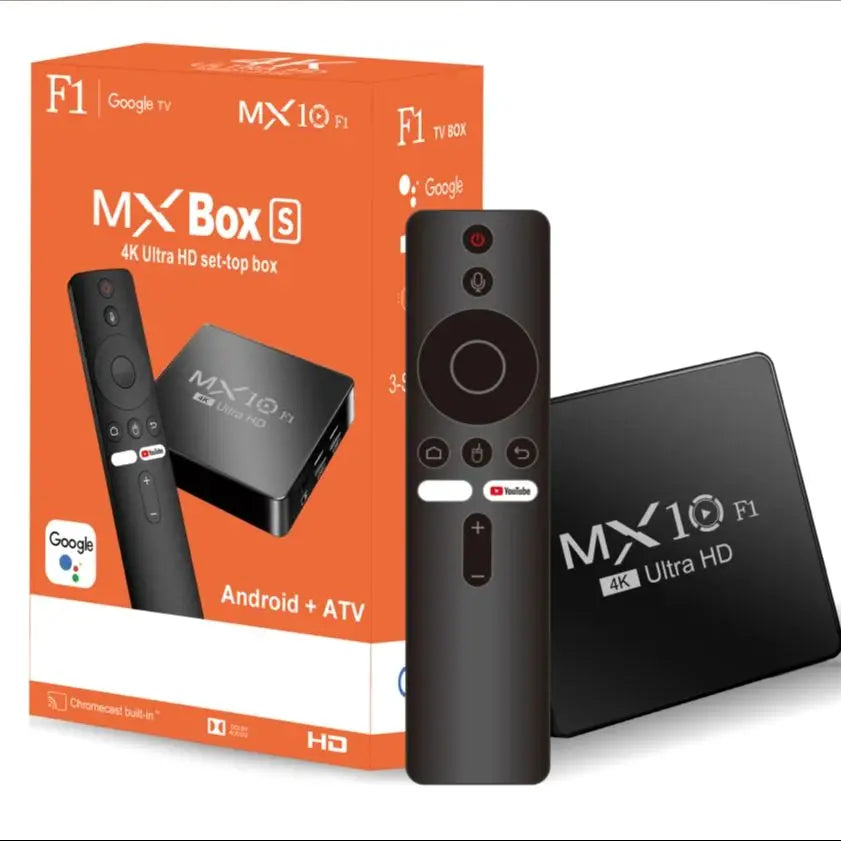 TV Box MX10 F1 Android 13 Mali-G31 4K 2GB RAM 16GB eMMC flash Media Player Support Voice Remote Control