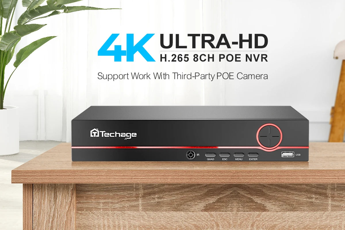 Techage HD 8MP POE IP Camera Outdoor Audio Dual Lens CCTV Video Smart AI Security Camera PTZ Security Surveillance System NVR