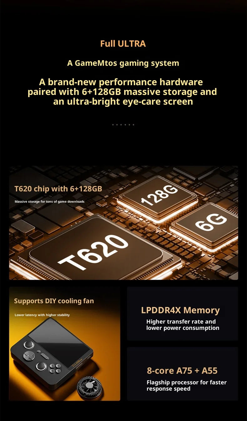 2025 New E5ultra Handheld Game Console With Dual Systems 6+128 Running Memory Cloud Gaming 5-Inch Ips Hall Joystick Game Console