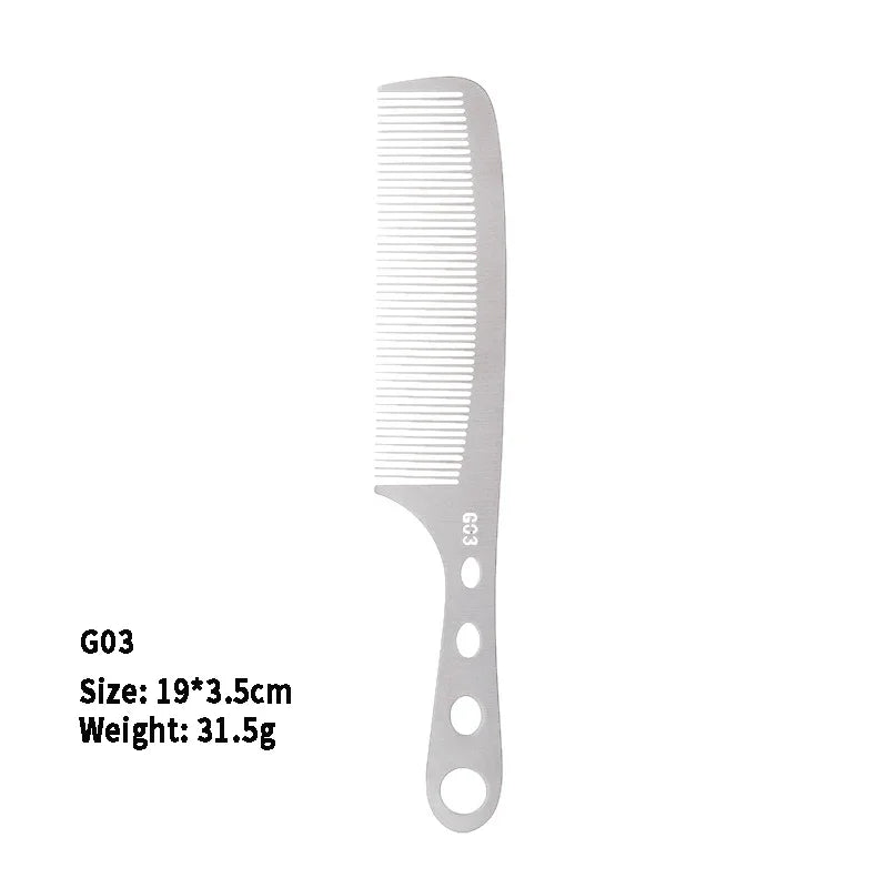 Stainless Steel Silver Metal Barber Comb Professional Hairdressing Salon Combs Detangling Hair Cutting Tools For Men And Women