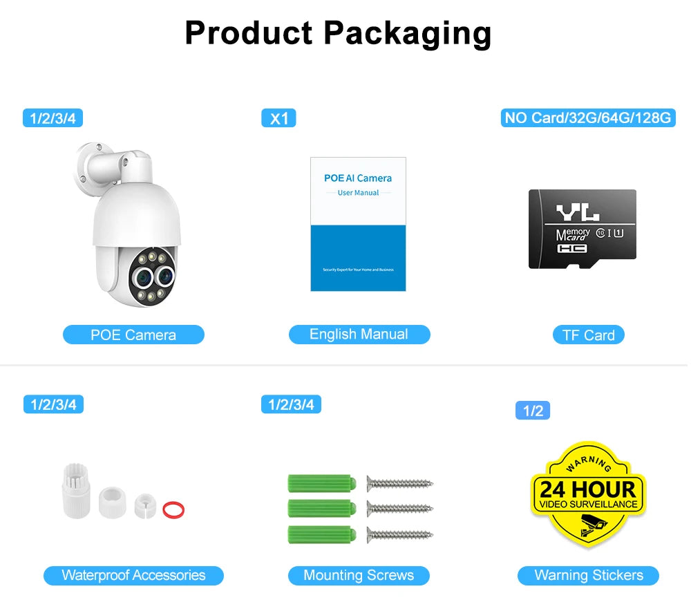 Techage HD 8MP POE IP Camera Outdoor Audio Dual Lens CCTV Video Smart AI Security Camera PTZ Security Surveillance System NVR