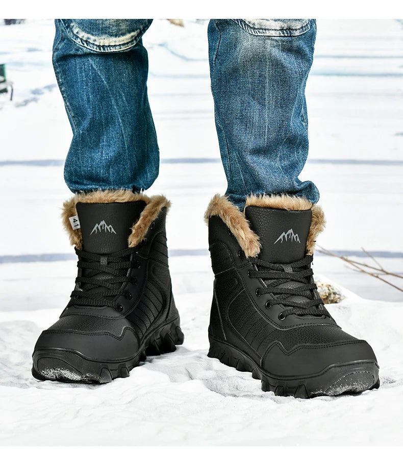 2024 New Winter men boots  Slippers Warm Men Shoes Waterproof Non-Slip Plush Sneakers Male  leather Boots Plus size  48