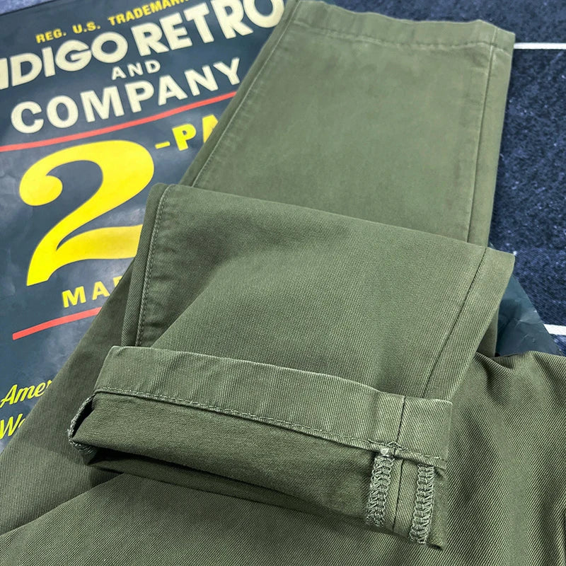 Heavy cotton straight leg casual pants men's American vintage to do old washed cargo pants