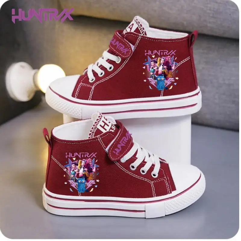New KPop Demon Hunters Rumi Children's Canvas Shoes For Girls Boys High Top Shoes  Kids Sneakers Casual Tennis Shoes 23-36 Size