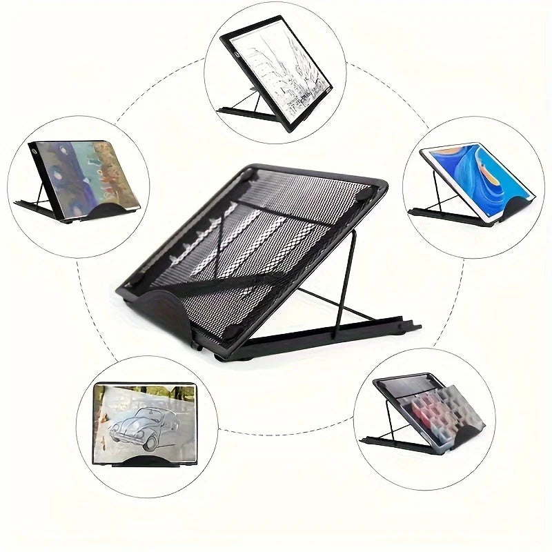 1 adjustable metal laptop folding stand base, foldable light box light stand, adjustable.