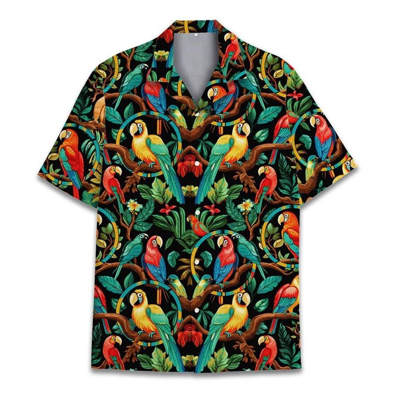 2025 Summer Animal Graphic Men Hawaiian Shirt 3d Shirt For Men Flower Print Plus Size Hawaiian Shirts Beach Flower Camisa
