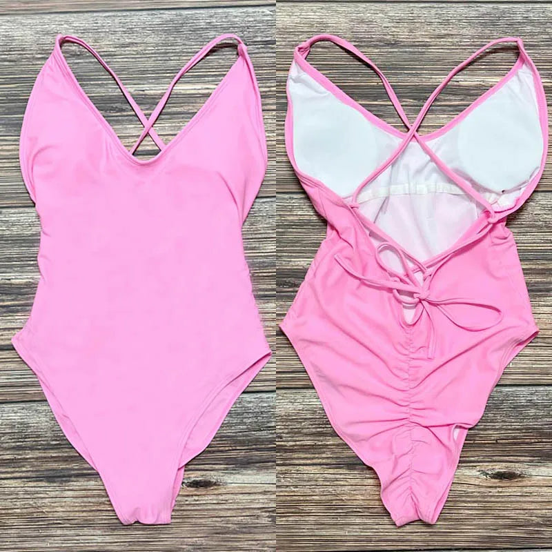 Sexy Padded One Piece Swimsuit Women Swimwear Solid Bathing Suit monokini Swimming Suit Summer Beachwear maillot de bain femme