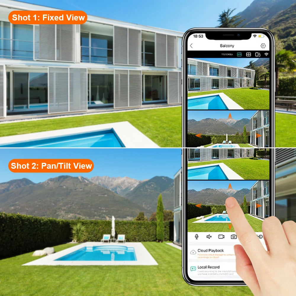 8MP 4K PTZ Wifi Camera with Dual Lens Dual Screens AI Human Detection Wireless Outdoor CCTV Security IP Camera