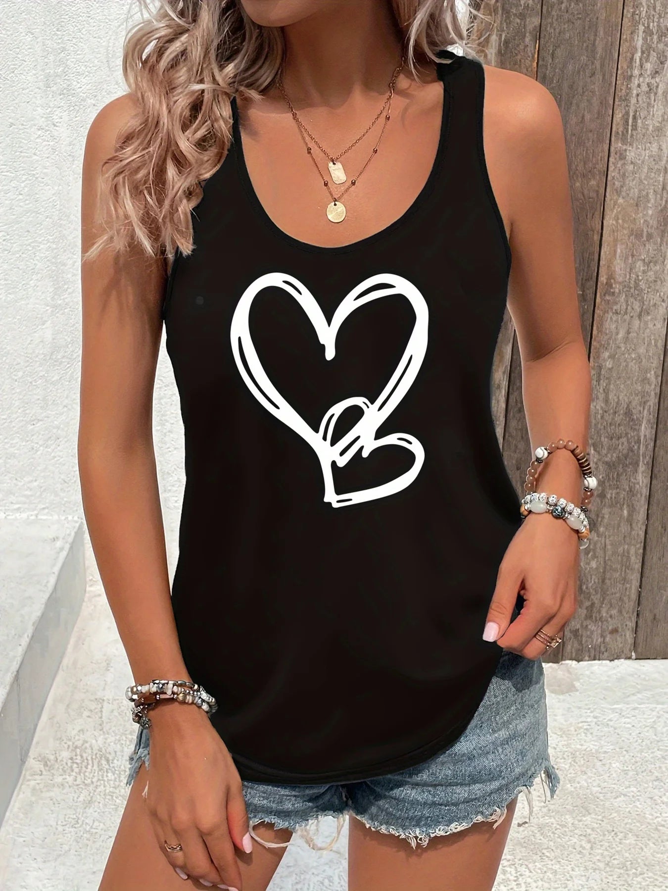 printed Summer women's loose and personalized dream catcher mesh printed vest top T-shirt comfortable sleeveless