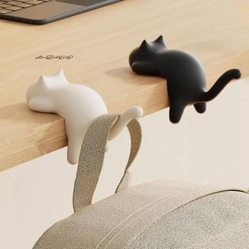 Cute Cat Bag Hook Portable Table Hook Handbag Backpack Organizer Holder for Home Office Desk Side Decor Travel Bag Hanger