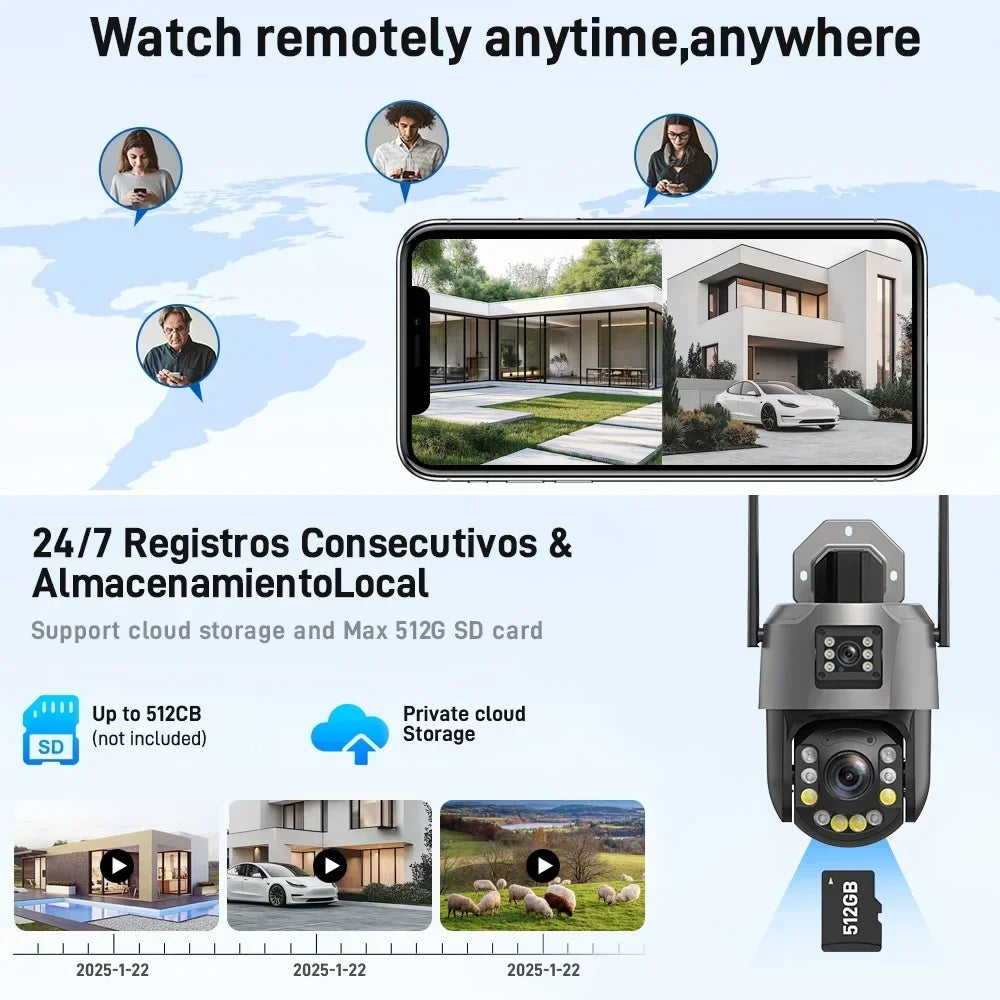 8MP 50X Zoom PTZ Camera Wifi Dual Lens 4K 20X Outdoor Surveillance Camera 393ft Ultra Long IR Vision Distance ONVIF Security