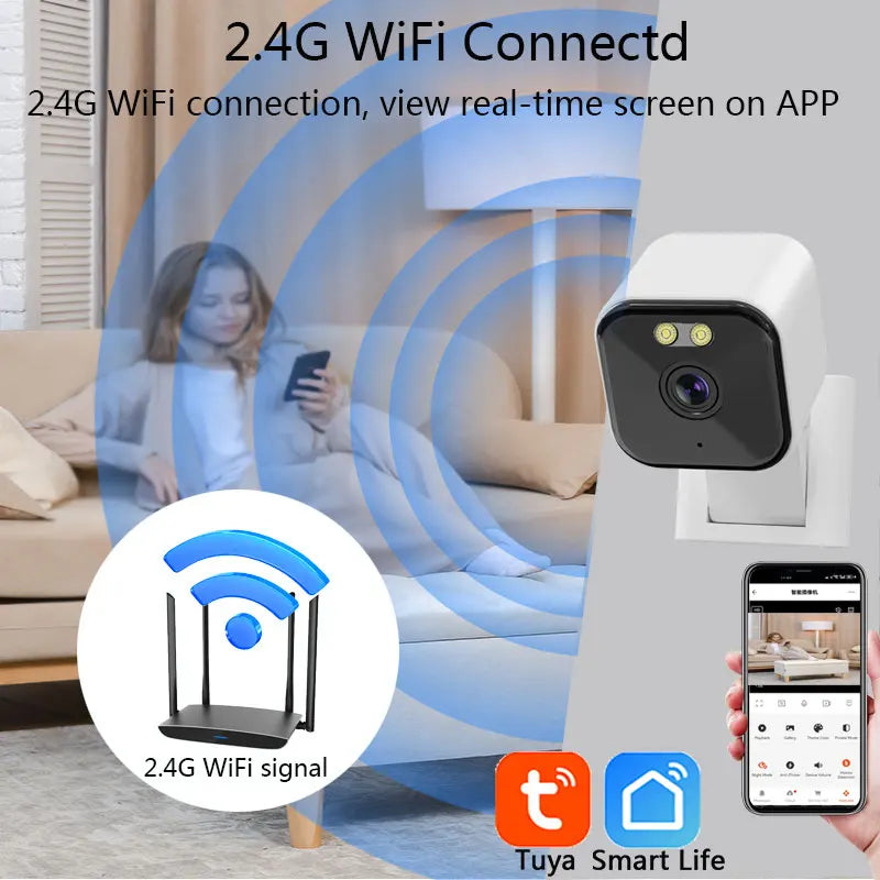 WiFi Tuya Camera Smart Home Security Camera 4MP HD Color Night Baby Monitor Two Way Audio Video Surveillance Security