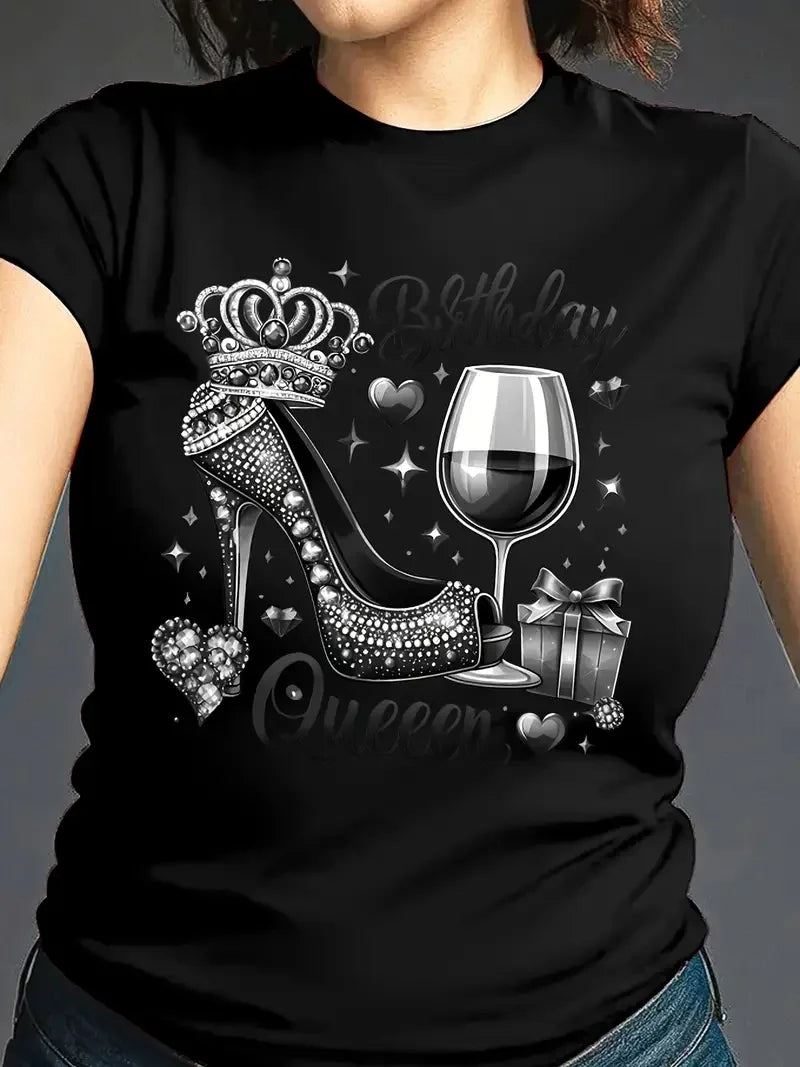 Women's 3D Graphic Print T-Shirt Casual Short Sleeve Crew Neck Top, Ideal for Birthday or Friend Gift for Outdoor Daily Sports