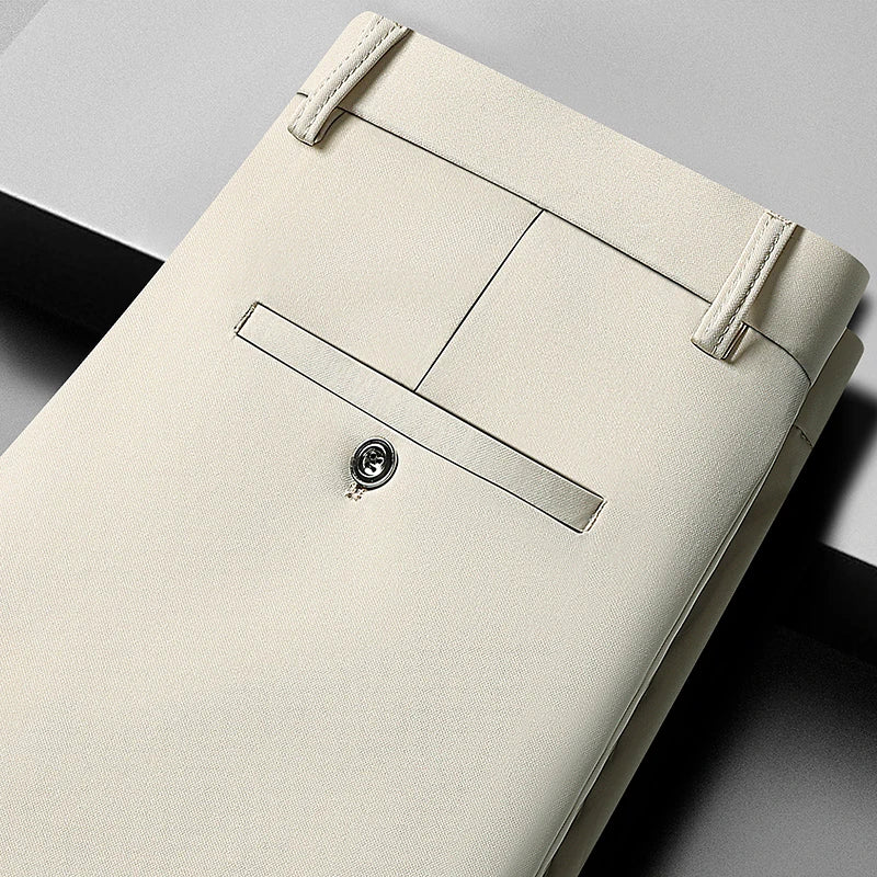 29-42 Men's Summer Pants Thin Straight Stretch Casual Pants with No Trace No Ironing Fabric Silky and Cool Feeling