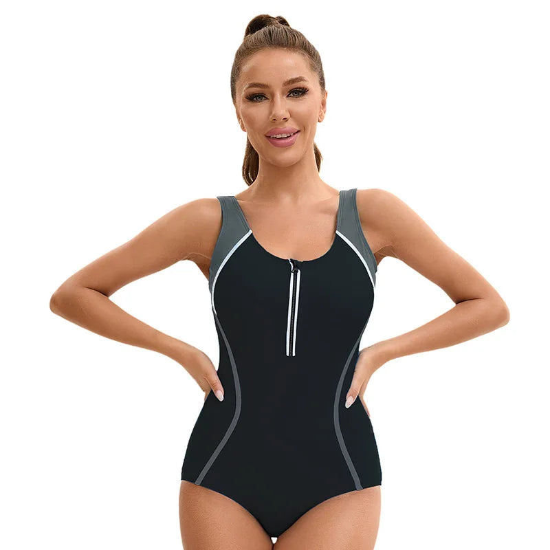 Women's One Piece Athletic Racerback Swimsuit Slimming Bathing Suit Backless Swimwear