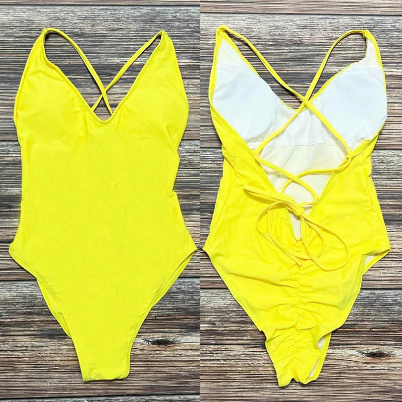 Sexy Padded One Piece Swimsuit Women Swimwear Solid Bathing Suit monokini Swimming Suit Summer Beachwear maillot de bain femme