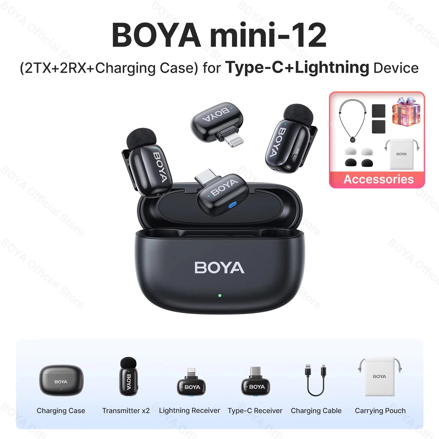 BOYA BOYA Mini Wireless Lavalier Lapel Microphone for iPhone iPad Android Type-C Phone Live Broadcast Audio Video Recording Vlog