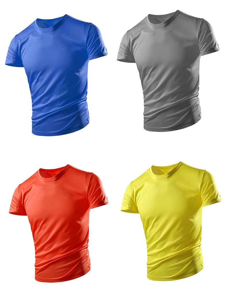 New Summer Men's And Women's Half-sleeved Ice Silk Breathable Sports Fitness Sweat-absorbing Quick-drying Short-sleeved T-shirt