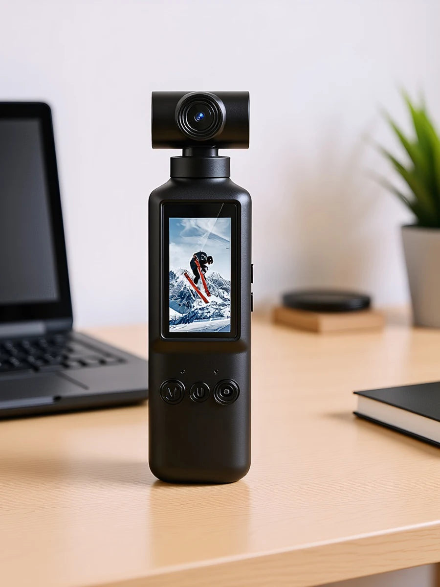 Portable 4K/2K video camera, rotatable lens charging action camera, travel and party recorder, outdoor sports Vlog camera