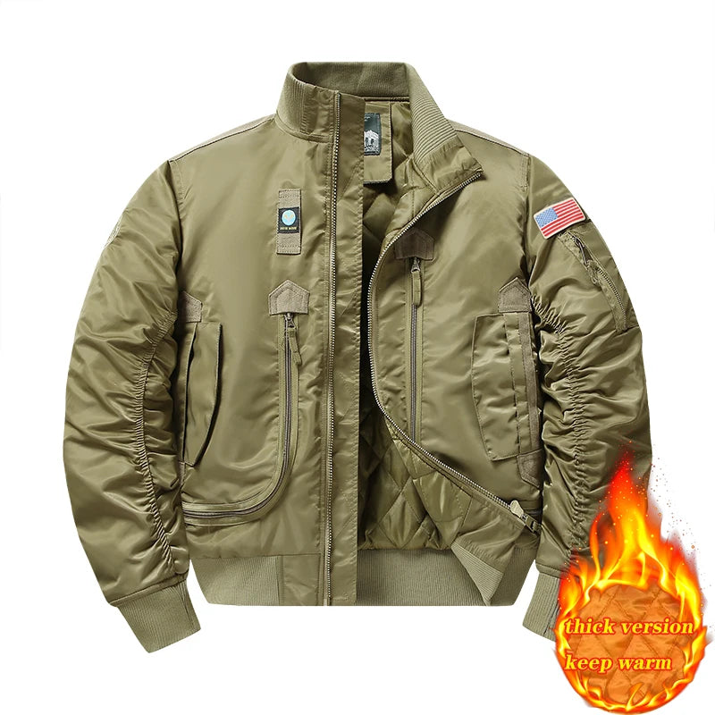 MA-1 American pilot cotton jacket men's autumn and winter thick warm baseball jacket fashion jacket men's military fan jacket