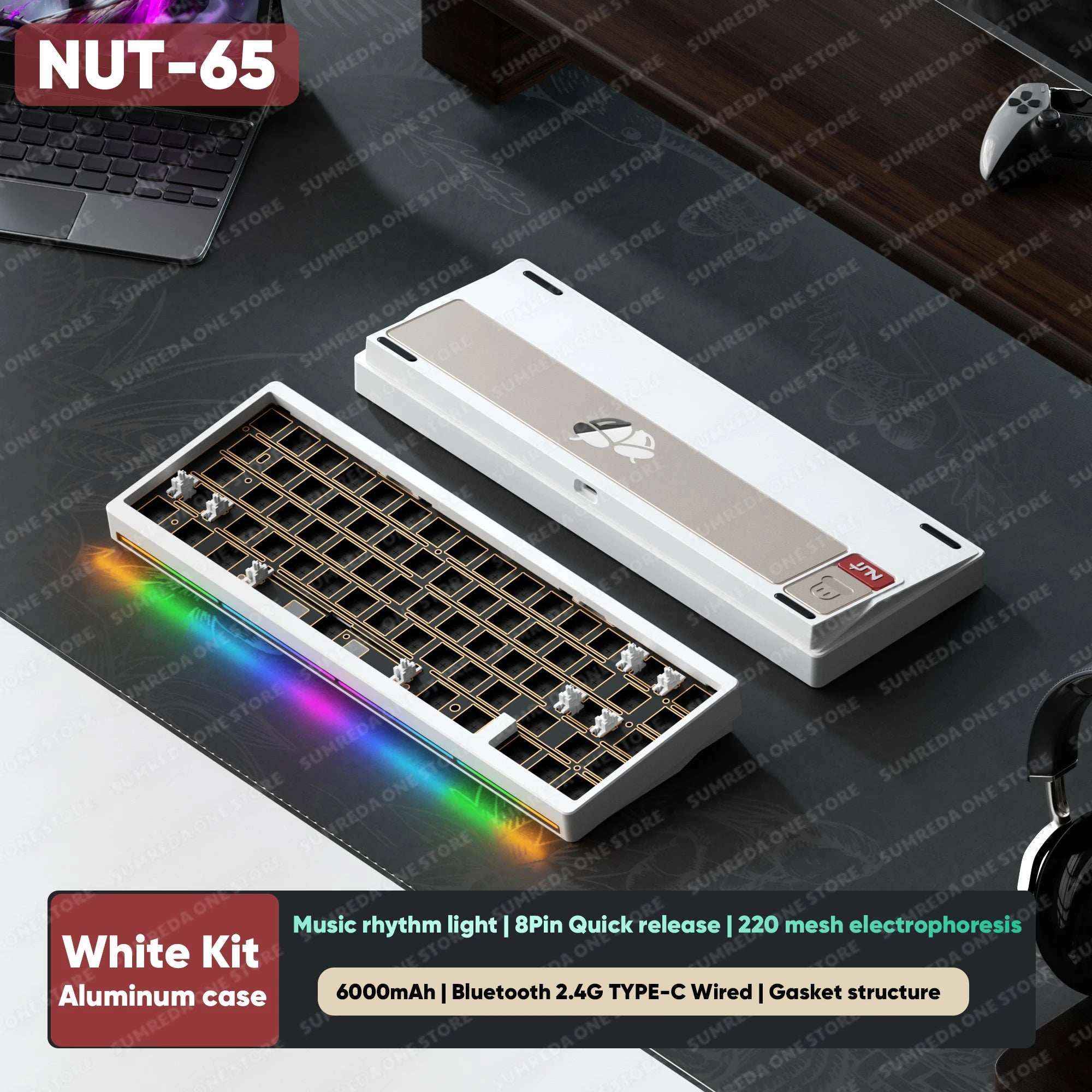 Weikav Lucky65 V3 Lucky65 V2 NUT65 Wireless Aluminum Mechanical Keyboard Kit 60% Bluetooth 2.4G Wired RGB Hotswap Gamer Keyboard