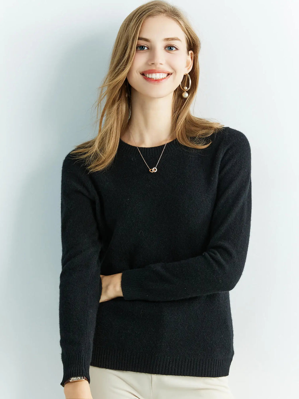 Knitwears Wool Sweaters 100% Merino Wool Knitted Cashmere Sweater Women Spring O-Neck Knit Pullovers Jumpers Clothing Top Female