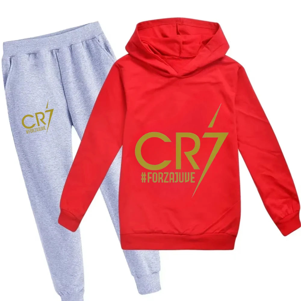 3-12 Years Kid's Clothes Hoodie +Pants Suit 2pcs Set Boy Tracksuit Spring Autumn Sweatshirt Set Football CR7 Children Sportsuit