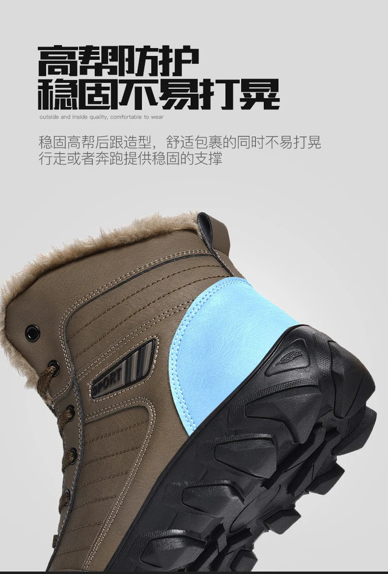 2024 New Winter men boots  Slippers Warm Men Shoes Waterproof Non-Slip Plush Sneakers Male  leather Boots Plus size  48
