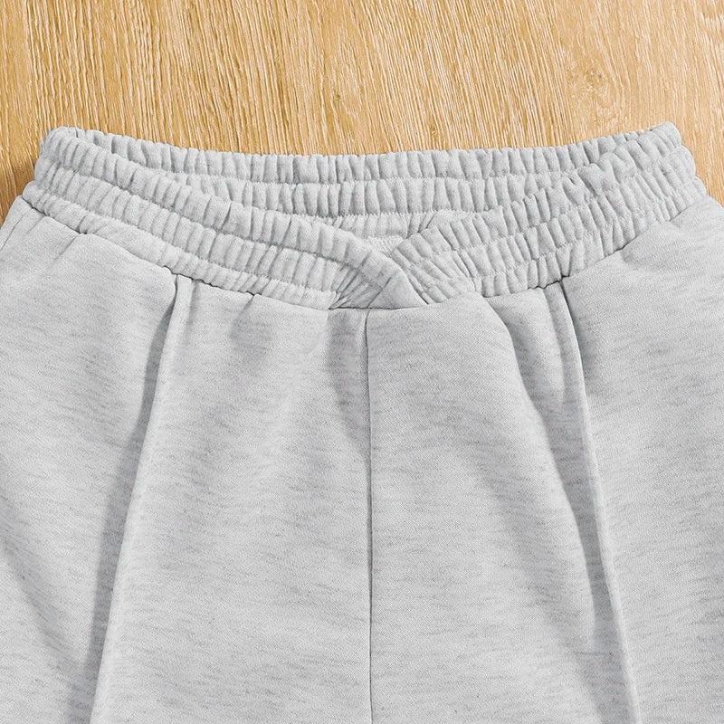 Spring Autumn Kids High Quality Clothes Sets For Girls Solid Color Cropped Top And trousers Brief Causal Style Loose Comfortable